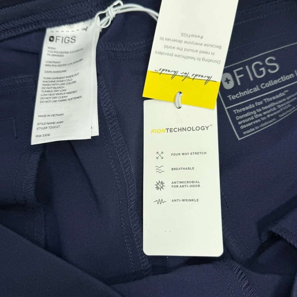 FIGS Mens Axle 2.0 Cargo Scrub Pants XXL Tall Navy FIONx Stretch NWT